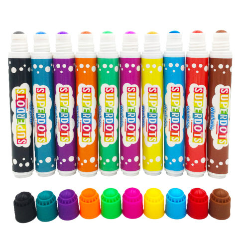 Set 10 Carioci SuperDot Markers JIRHUI, Varf 18mm, Pictura si Desen pentru Copii [4]