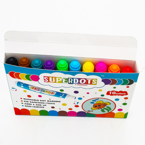 Set 10 Carioci SuperDot Markers JIRHUI, Varf 18mm, Pictura si Desen pentru Copii [2]