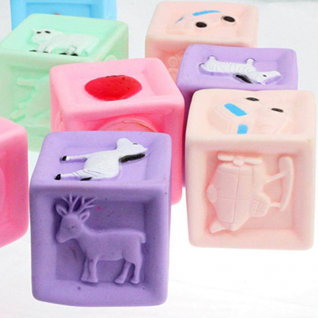 Set 10 Cuburi cauciuc pentru bebe Baby Blocks. [2]