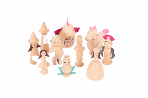 Jucării și Jocuri pentru copii - Set 10 figurine din lemn Lumea Basmelor