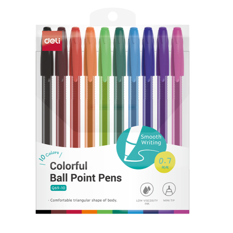 Birotică și Papetărie - Set 10 pixuri unica folosinta diverse culori 0.7mm q69 deli