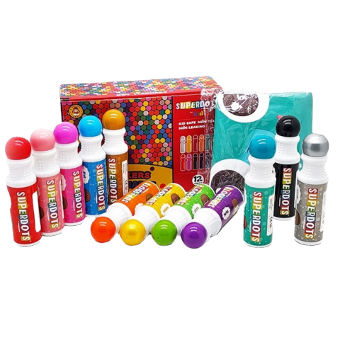 Art & Craft si Artizanat - Set 12 Carioci Superdots 60ml, Varf 18mm, Art Markers