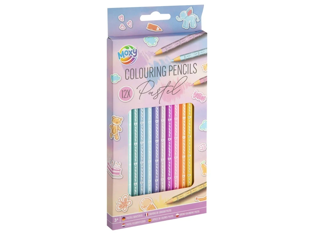 Rechizite Școlare - Set 12 creioane colorate Pastel Moxy 