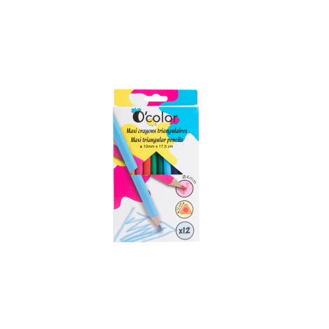 Rechizite Școlare - Set 12 creioane colorate triunghiulare maxi mina 4 mm