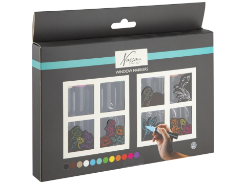 Art & Craft si Artizanat - Set 12 marker pentru sticla in cutie  Grafix   