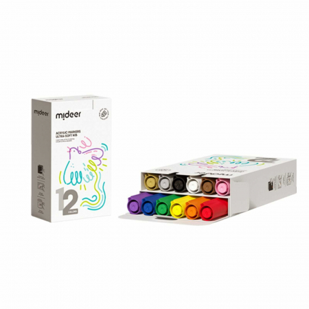 Rechizite Școlare - Markere si Carioci cu Vopsea Acrilica, Set 12 Culori - Micostore.ro