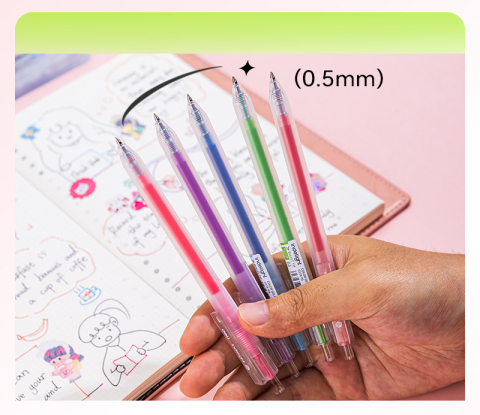Set 12 pixuri cu gel cu mecanism 0.5mm diverse culori indelight deli [2]