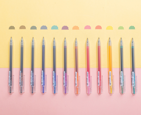 Set 12 pixuri cu gel cu mecanism 0.5mm diverse culori indelight deli [1]