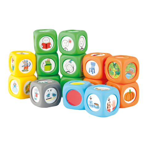 Jucării și Jocuri pentru copii - Set 15 Cuburi cu povesti Story Cubes cu ghid pedagogic si suport audio in limba romana