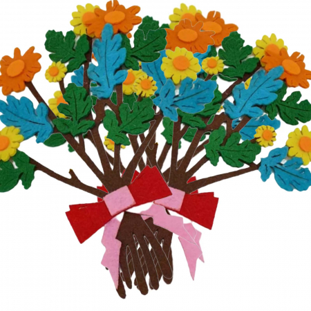 Buchet 2 Flori Margareta din pasla si Fetru, Accesorii Craft Copii [2]