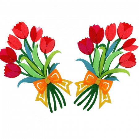 Buchet de Lalele din fetru cu adeziv, figurina pasla, 2 buc/set