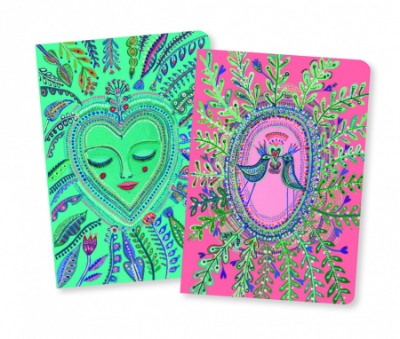 Birotică și Papetărie - Set 2 carnetele cu foi albe, liniate si veline, 40 pagini, 15 x 10.5 cm, Love Aurelia, Djeco