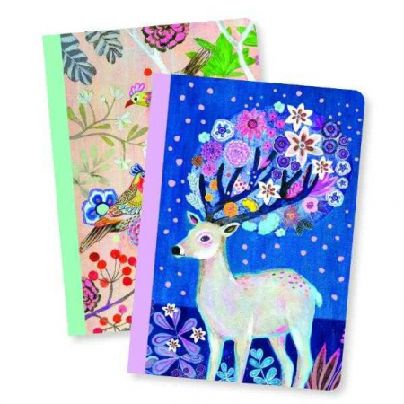 Cărți Educative, Activități - Set 2 carnetele cu foi albe, liniate si veline, 40 pagini, 15 x 10.5 cm, Martyna, Djeco
