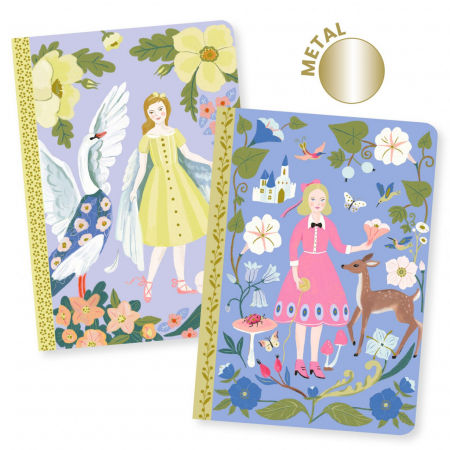 Birotică și Papetărie - Set 2 carnetele cu foi albe, liniate si veline, 40 pagini, 15 x 10.5 cm, Sabina, Djeco