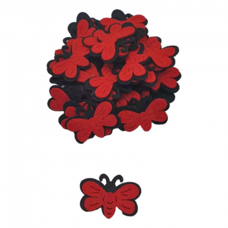 Art & Craft si Artizanat - Fluturi din fetru cu adeziv, figurina pasla, 2 buc/set, Rosu