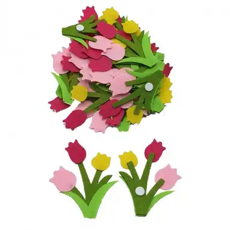 Art & Craft si Artizanat - Set 2 Lalele din fetru cu adeziv, figurina pasla - Micostore.ro