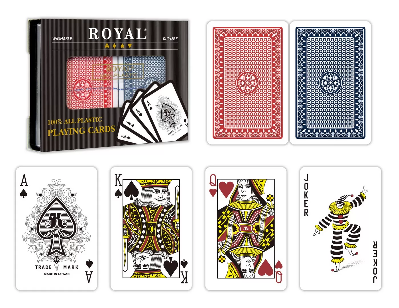 Cărți Educative, Activități - Set 2 pachete Carti de joc, Royal, Canasta, Poker, din plastic, varsta de la 3 ani la +15 ani