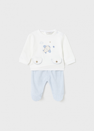 Set 2 piese, bluza cu maneca lunga si pantaloni, Avion Brodat [1]
