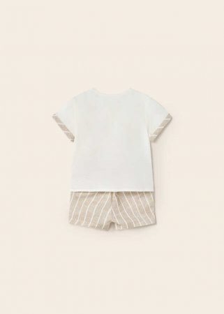 Set Camasa si Pantaloni Scurti de In si Bumbac, Bebelusi [4]