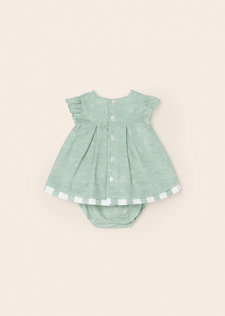 Set 2 piese, rochie fara maneci si chilotei, bumbac si in, Aqua [2]