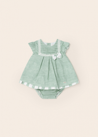 Set 2 piese, rochie fara maneci si chilotei, bumbac si in, Aqua [3]