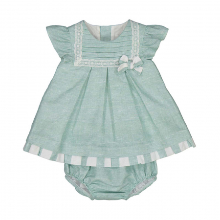 Set 2 piese, rochie fara maneci si chilotei, bumbac si in, Aqua [1]