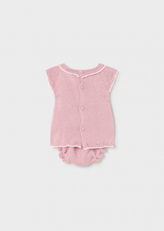 Set 2 piese tricou si chiloti pantaloni scurti, Roz, Fetite, 0-18 Luni [3]
