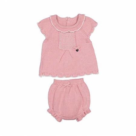 Set 2 piese tricou si chiloti pantaloni scurti, Roz, Fetite, 0-18 Luni [4]
