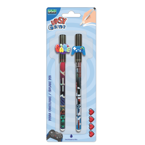 Rechizite Școlare - Set 2 pixuri care se sterge cu snap, Upsy Game (blister), copii varsta 3 ani+,6 ani+,8 ani+