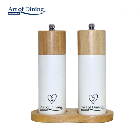 Rasnite si dozatoare condimente - Set 2 rasnite sare & piper 16 cm+suport, modern, art of dining by heinner