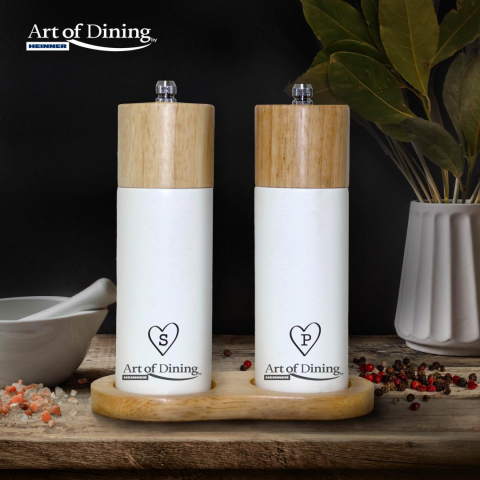 Set 2 rasnite sare & piper 16 cm+suport, modern, art of dining by heinner [1]