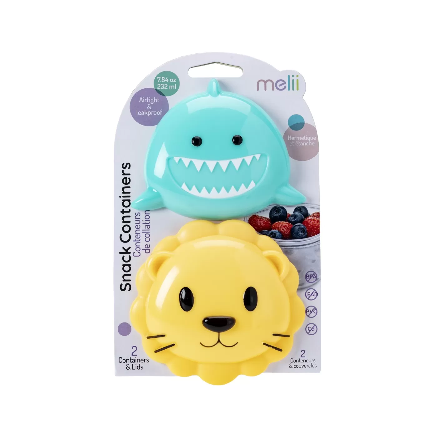 Diversificare si Ingrijire Bebe - Set 2 recipiente hrana bebe, melii, model shark&lion, varsta de la 6 luni la 6 ani