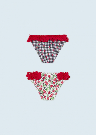 Set 2 slipi bebe, decorat cu volanase si imprimeu fructe, Rojo [2]
