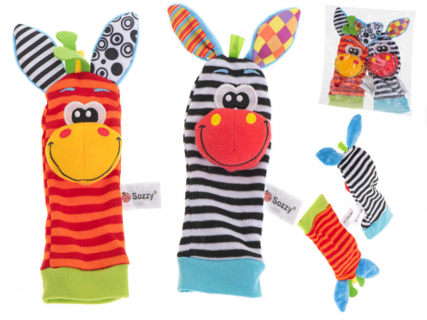 Set 2 Sosete si 2 Bratari Zornaitoare Bebelusi – Animale Vesele, 0+ Luni [2]