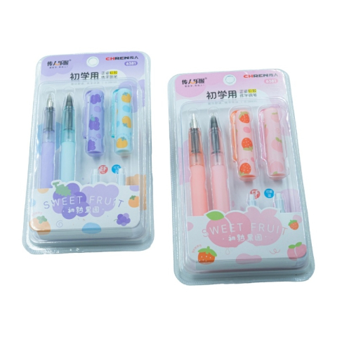 Rechizite Școlare - Set 2 xStilou CNX 6381, 2 tipuri penita, 2 patroane, culori pastel