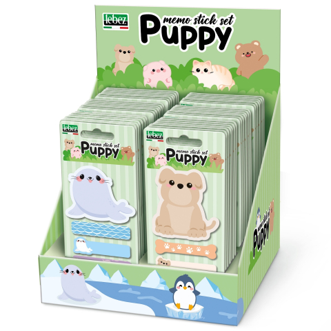 Birotică și Papetărie - Set 20 memostick in forme si 60 semne de carte Puppy din hartie, 6 modele (96 blistere/display)