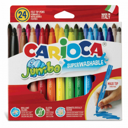 Carioci - Carioci Groase Copii, CARIOCA Jumbo, 24 buc/set, lavabile, culori diferite