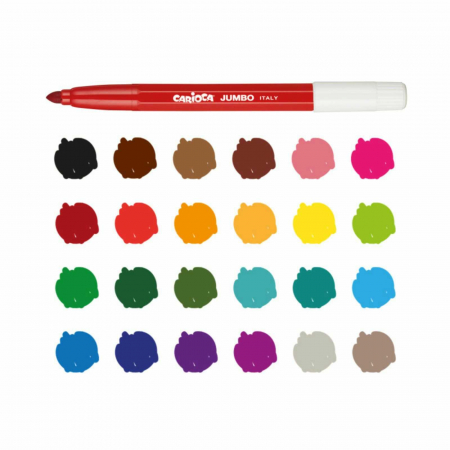 Carioci Groase Copii, CARIOCA Jumbo, 24 buc/set, lavabile, culori diferite [1]