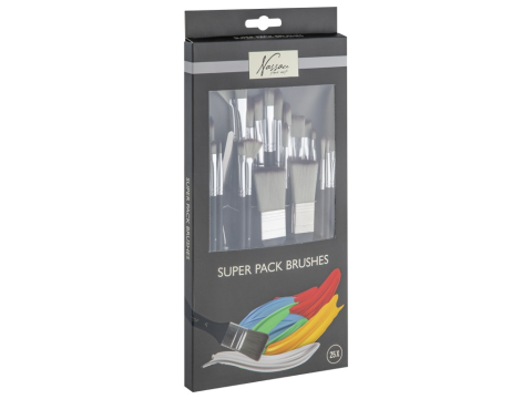 Acuarele, Tempera, Pensule si Blocuri de desen - Set 24 pensule  Grafix