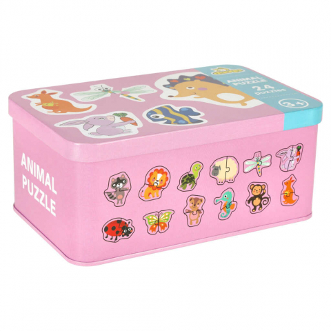 Puzzle educativ cu animale si insecte, 24 piese, cutie metalica, 3 ani+ [3]