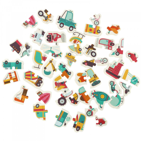 Puzzle educativ cu mijloace de transport, 24 perechi, cutie metalica, 3 ani+ [2]