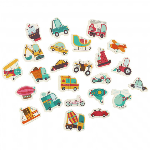 Puzzle educativ cu mijloace de transport, 24 perechi, cutie metalica, 3 ani+ [1]
