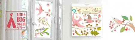 Set 25 Abtibilduri pentru fereastra, detasabile, pasari romantice, Djeco [4]