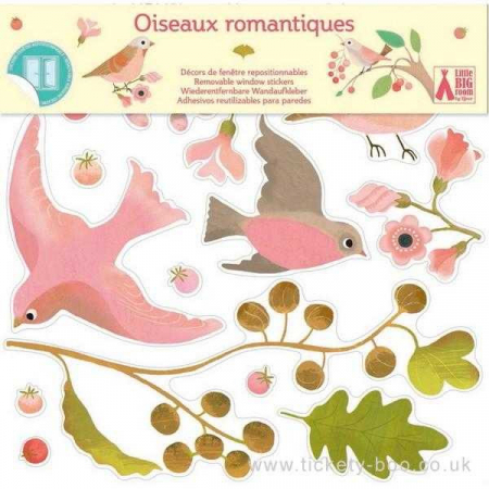 Set 25 Abtibilduri pentru fereastra, detasabile, pasari romantice, Djeco [3]