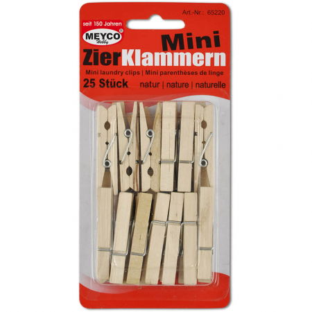 Art & Craft si Artizanat - Set 25 carlige din lemn natur pentru activitati cu copiii