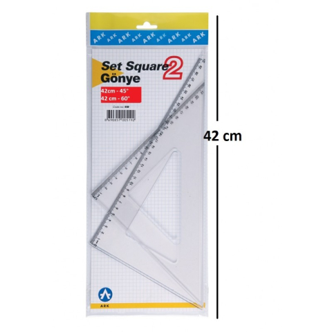 Instrumente de Geometrie: Rigle, Echere, Compasuri si Truse - Set 2x Echer ARK 520, 42cm, 45 grade, 60 grade, plastic transparent