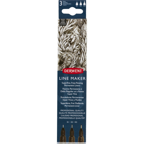 Rechizite Școlare - Set 3 buc liner grafic profesional (0.1/0.3/0.5 mm) negru derwent