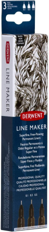 Set 3 buc liner grafic profesional (0.1/0.3/0.5 mm) negru derwent [1]