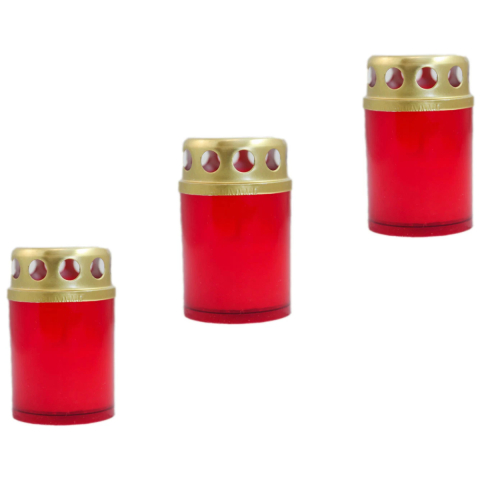 Set 3 bucati Candela din plastic cu capac, timp de ardere 15 ore, 7 x 5 cm, Rosu [2]