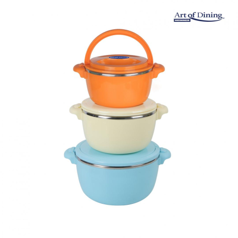 Bucătărie & Servire - Set 3 caserole termice 2+4+6l,belly blue